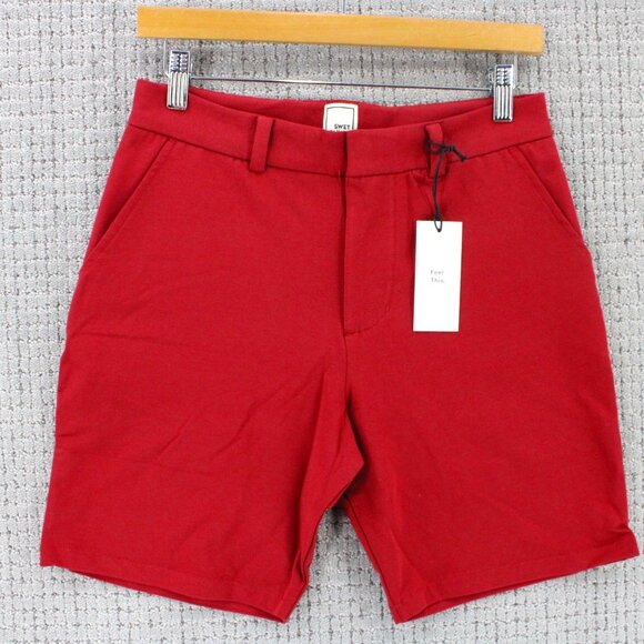 Swet Tailor Chino Shorts Mens Size 28 Red Solid Casual Soft Outdoor NWT - Picture 1 of 9